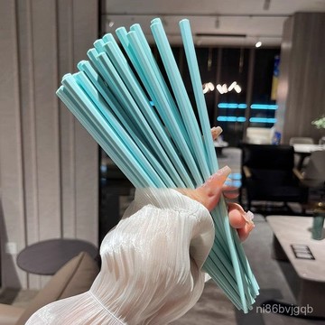 【精選好貨】清新淺藍色閤金筷子防滑不易髮黴可洗碗機 簡約ins家用餐具筷 KWQG