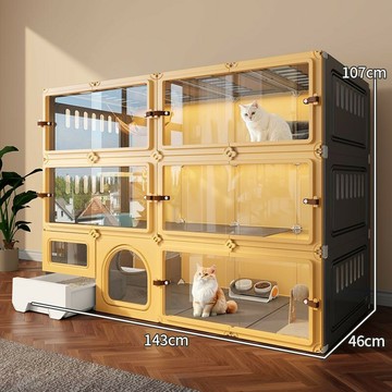 貓別墅 貓屋 貓籠 貓櫃 貓房 貓舍 免運 附發票 貓別墅超大自由空間貓屋貓櫃家用室內貓窩四季通用帶廁所一體貓籠