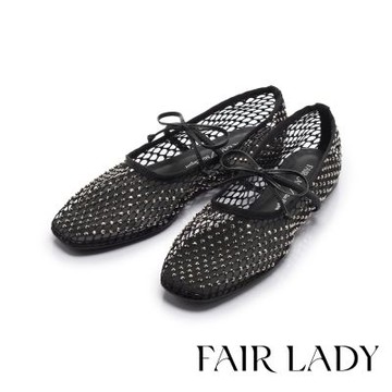 FAIR LADY 優雅小姐 精緻網紗鑽飾瑪莉珍鞋 黑 (5J3116)