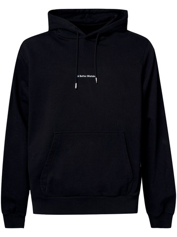 A BETTER MISTAKE - logo-print drawstring hoodie - men - Organic Cotton - 6 - Black
