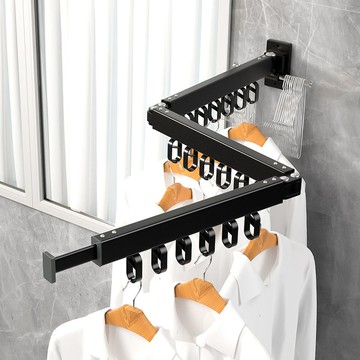 收縮涼衣桿折疊免打孔晾衣架隱形伸縮壁掛陽臺曬被子神器室內室外【聚寶屋】