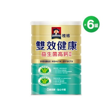 桂格 雙效健康益生菌高鈣奶粉1500gX6罐  [內贈即食大燕麥片3包X6盒]