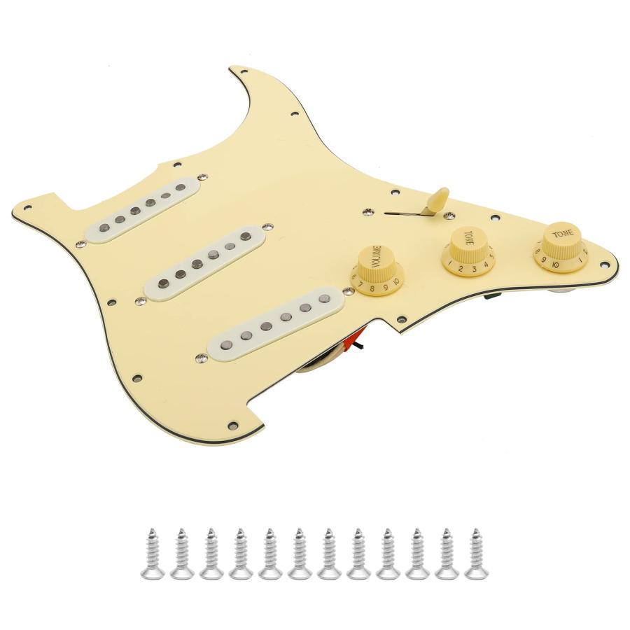 Swhmc Loaded Prewired Pickguard Guard Plate Single Coil V Pickups for Fender Strat(Cream Yellow)