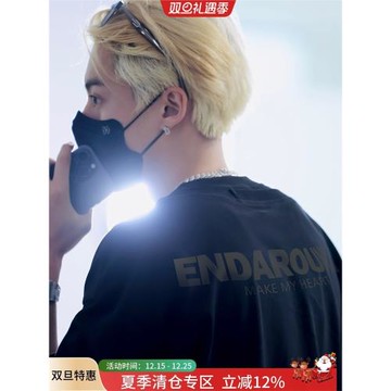 王嘉爾同款美式重磅t恤短袖男夏季oversize高街潮牌情侶半袖上衣