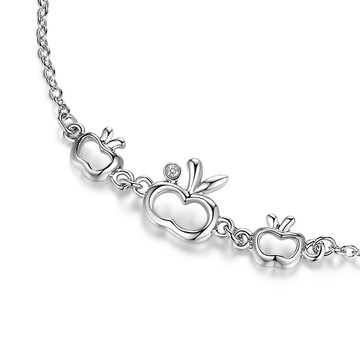 女士腳鍊．腳鏈｜甜美蘋果．銀色