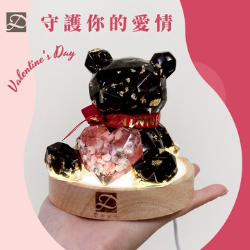 [快速出貨]【彤恩時尚】深邃黑守護熊❤️520守護你的愛情『LINE禮物獨家』黑曜石許願熊+水晶愛心特別款 |  生日禮物 情人節禮物