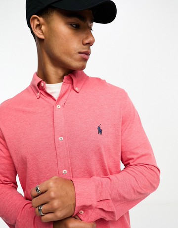 Polo Ralph Lauren icon logo pique shirt in rose pink marl