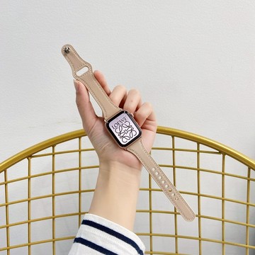 新款 超細款 小蛮腰錶帶 適用 Apple Watch 11 10 9 8 SE 7 6 皮革錶帶 44mm 真皮錶帶