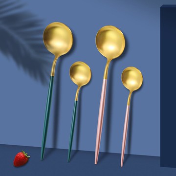 不銹鋼勺子家用精致韓式長柄網紅輕奢兒童吃飯勺子主餐勺湯匙調羹