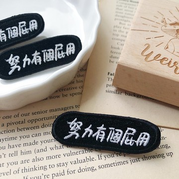 努力有個屁用 語錄刺繡胸針或繡片一個