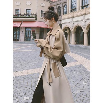 撞色拼接風衣女2026早春新款中長款收腰顯瘦高級感超好看英倫外套