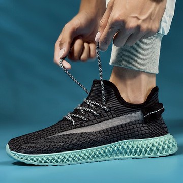 年流行鞋子男潮鞋百搭潮流秋天網紅透氣網面運動鞋飛織椰子鞋