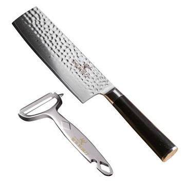 【金門金永利】SK6龍紋捶打大馬士革鋼日式切刀16cm (送鋅合金刨刀)