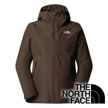 【THE NORTH FACE 美國】女Dryvent兩件式防水化纖連帽外套『煙棕』NF0A8FJW 戶外 露營 登山 健行 休閒 時尚 旅遊 化纖 連帽外套