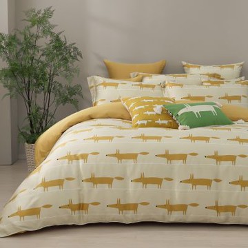 【SCION】萊賽爾天絲雙人薄被四件式床包組-狐狸奶茶(金安德森寢具 狐狸寢具 SCION寢具)