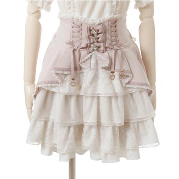 日單  lizli量產型前開襟蛋糕裙蝴蝶結蕾絲不規則顯瘦半裙