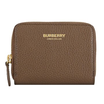 BURBERRY 8084607 燙金LOGOㄇ字拉鍊卡片零錢包.咖