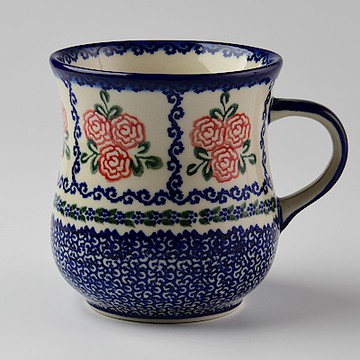 波蘭陶 漫野薔薇系列 曲線馬克杯 500ml 波蘭手工製