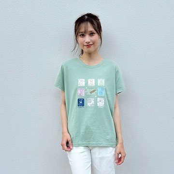 花木馬日系女裝小狗九宮格印花圓領上衣