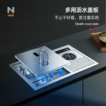 洗杯器水槽 洗碗池 流理台 德國隱形水槽 雙觸媒洗杯器果蔬消毒水槽 中島吧台清洗機洗菜盆『cyd19489』