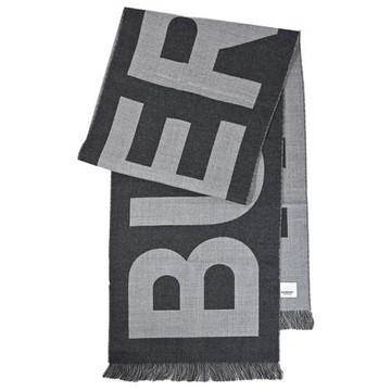 BURBERRY 8062399 品牌LOGO雙面羊毛長圍巾/披肩.深灰