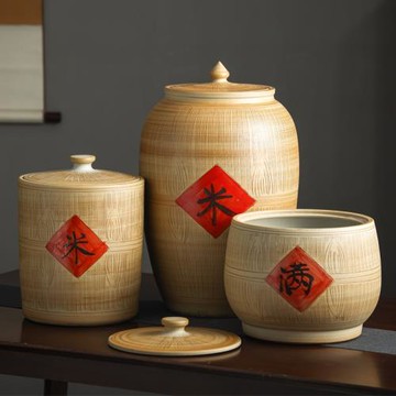 景德鎮陶瓷米缸家用帶蓋密封防潮防蟲老式10斤20斤50斤儲米箱米桶