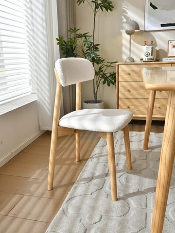 含運 實木餐椅家用簡約現代奶油風靠背椅子輕奢高級感餐廳餐桌化妝椅凳