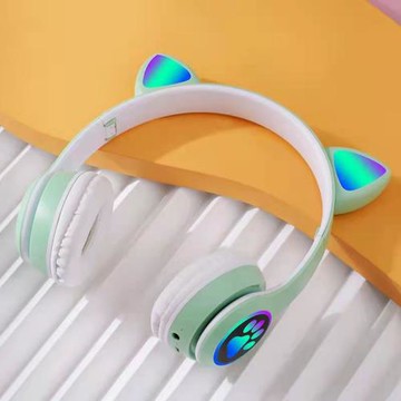 跨境MZ-023貓耳朵頭戴式藍牙耳機無線運動折疊發光游戲藍牙耳機