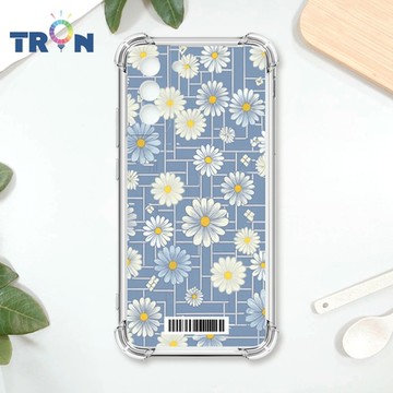 TRON 三星 S21 FE 5G 方格小雛菊花朵 四角防摔載具殼 軟殼 手機殼