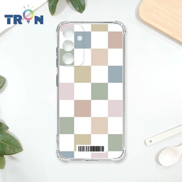 TRON 三星 A34 莫蘭迪色簡約格子A款 四角防摔載具殼 軟殼 手機殼