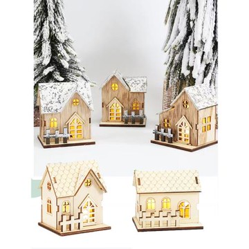 跨境新款小房子擺件發光小夜燈雪景小木屋圣誕節女生禮物小屋模型