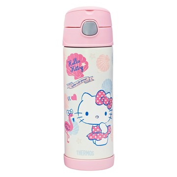 THERMOS 膳魔師 兩用上蓋不鏽鋼保冷瓶 F4021CFKT-SS  Hello Kitty夏日貝殼篇  1個  470ml