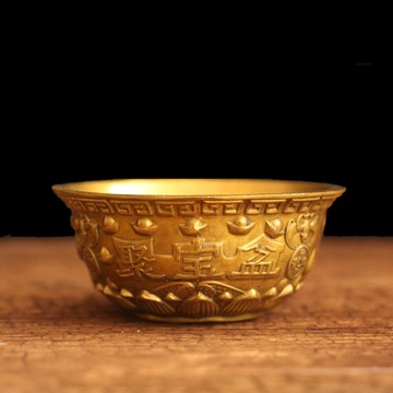 聚寶盆/招財缸 純銅聚寶盆擺件招財玄關銅盆聚財家居客廳店鋪灑櫃禮品銅的聚寶盆【CM15832】