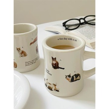雜啊汽水幻想貓貓心思大猜測原創卡通馬克杯辦公室咖啡杯陶瓷水杯