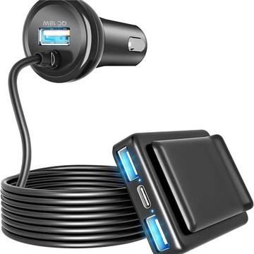 車載充電頭PD18W車載手機充電器USB充電后排座車充超級快充