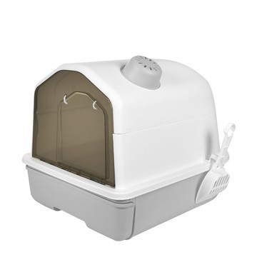 Truly House 全封閉式貓砂盆 附貓鏟 (灰色) PP ABS材質 內置竹炭包  1個  特大(51 x 41 x 40cm)