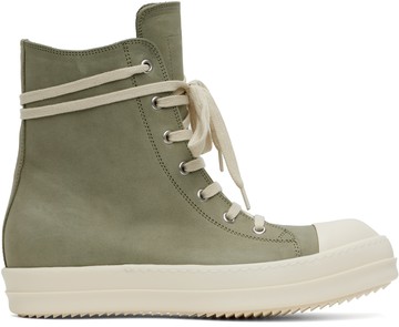 Rick Owens 绿色 Hollywood Nubuck 高帮运动鞋