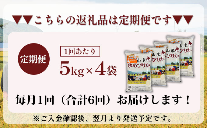 6ヵ月連続お届け　銀山米研究会の無洗米＜ゆめぴりか＞20kg