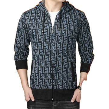 韓版休閒百搭刷毛保暖針織外套 秋冬大尺碼連帽針織外套 正韓衣著拉鏈男生棉質外套秋冬外套韓版針織外套 防風外套 男生衣著