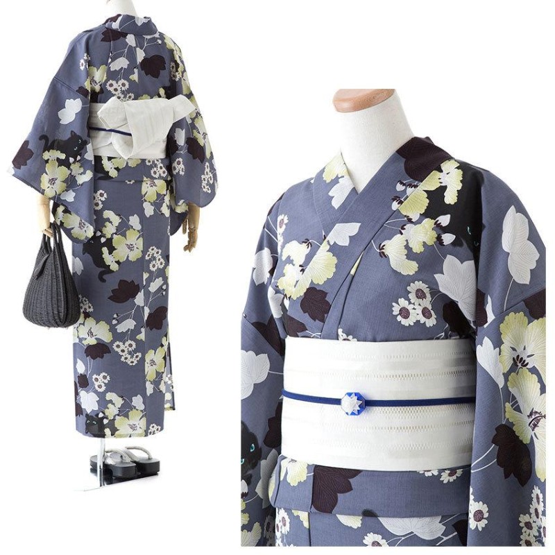 撫松庵 市松に桜 アンティーク柄 半幅帯 小袋帯 細帯 茶色く 