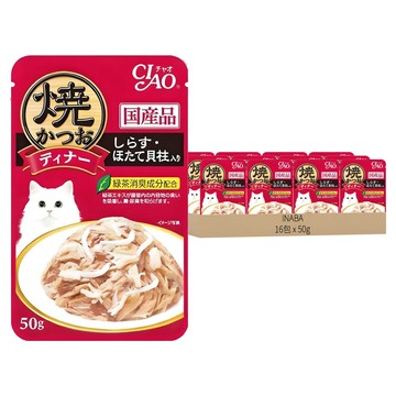 INABA 鰹魚燒餐包  IC-233 鰹魚 + 吻仔魚 + 扇貝  50g  16包