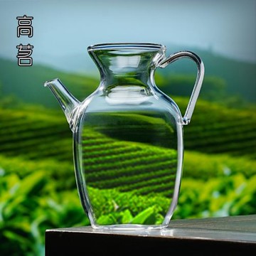 高茗公道杯高硼硅耐熱玻璃茶壺小號綠茶花茶壺仿宋執壺泡茶帶濾網