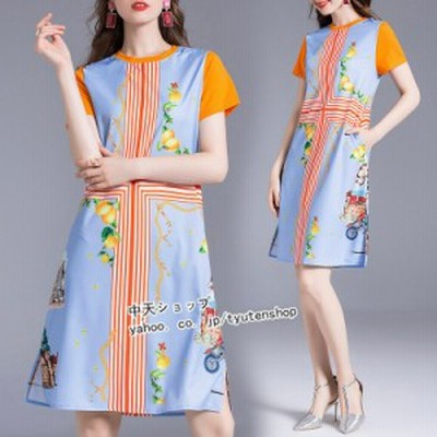 ミニワンピース 夏 半袖 レディース 50代 ワンピース 夏ワンピース 丸首ｔシャツワンピース スリット きれいめ おしゃれ プリント 通勤 通販 Lineポイント最大get Lineショッピング