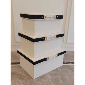 輕奢樣板間收納盒衣帽間收納箱皮質整理箱儲物盒衣柜裝飾品擺件