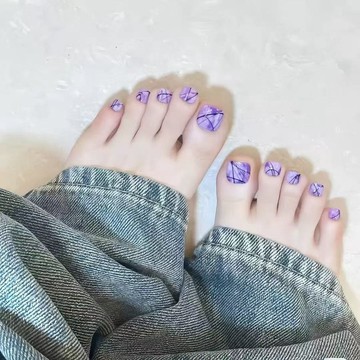 🌸好看美甲🌸夏日限定紫露紅煙紫色暈染穿戴甲簡約高階感顯白可拆卸腳趾甲貼片