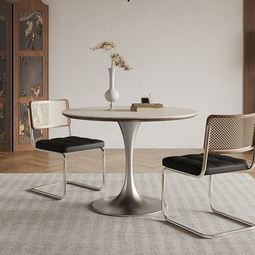 免運/公司貨 餐桌椅 桌椅組合 現代高級感圓桌新中式巖板餐桌復古咖啡桌家用小桌子辦公桌洽談桌 可開發票 全館五折 工廠現貨直銷 新品特價 z10303