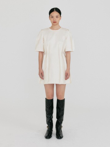 Wool Silk Mini Skater Dress [Ivory]
