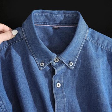 日系復古修身藍色牛仔襯衫女2023新款時尚洋氣百搭疊穿襯衣春秋季