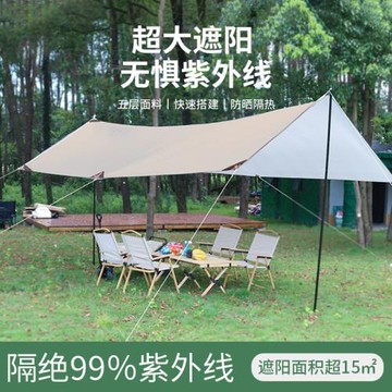露營戶外天幕帳篷防曬防紫外線野營用品涂銀幕布便攜遮陽棚天幕