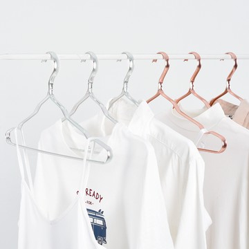 收納職人超輕量無痕防滑41cm鋁合金衣架5入_兩色任選 - 閃耀銀